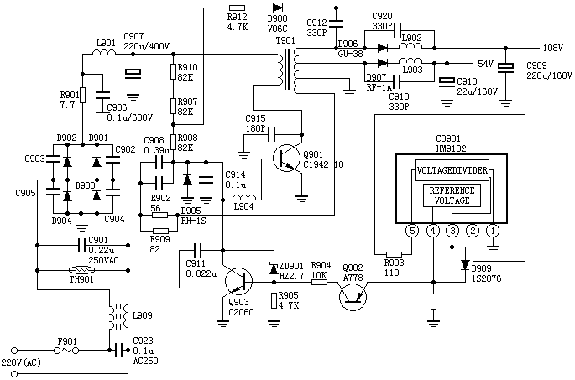日立np8c机芯电源电路图