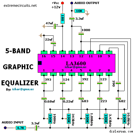 五波段图形均衡器电路图la3600