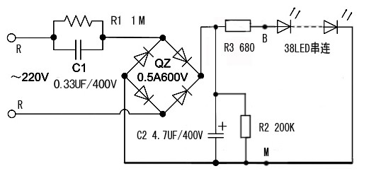 led节能灯220v制作教程及电路图