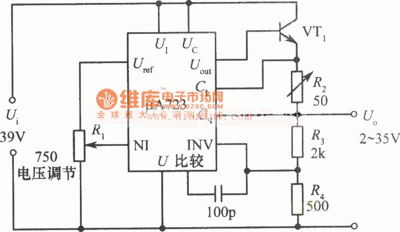 2～35v/10a可调式稳压电源电路图