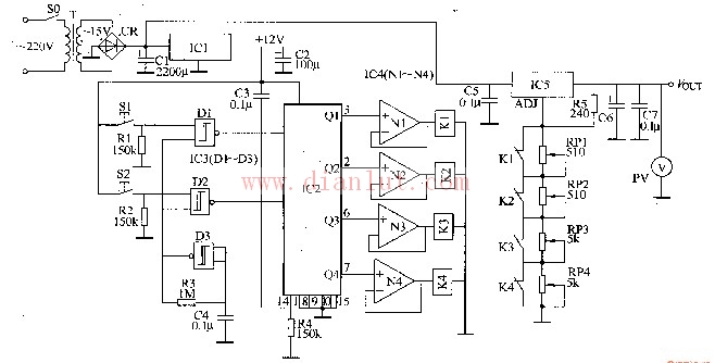 15v5v三种输出稳压电源电路原理图