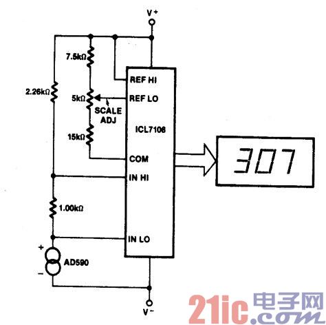 绝对温标基本数字温度计电路图