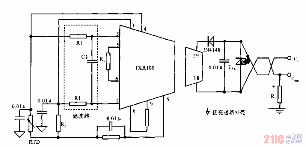 隔离型铂电阻温度变送器电路