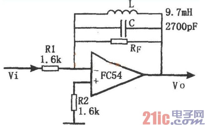 有源窄带滤波器(fc54)电路图