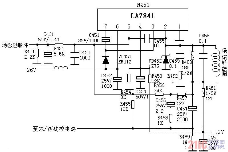 场输出电路:la7841电路图