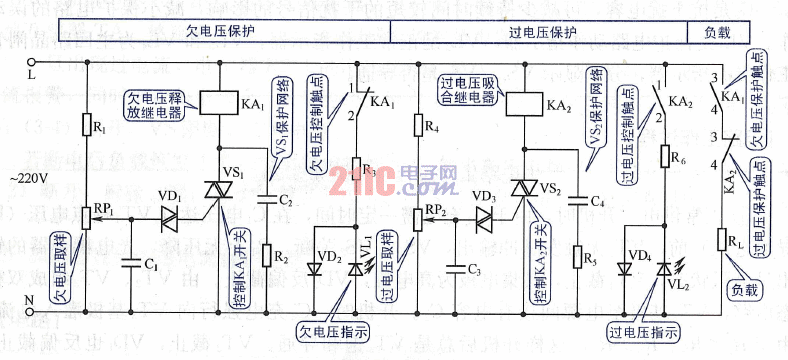 最实用基本图解电路14-晶体管过压欠压保护电路2