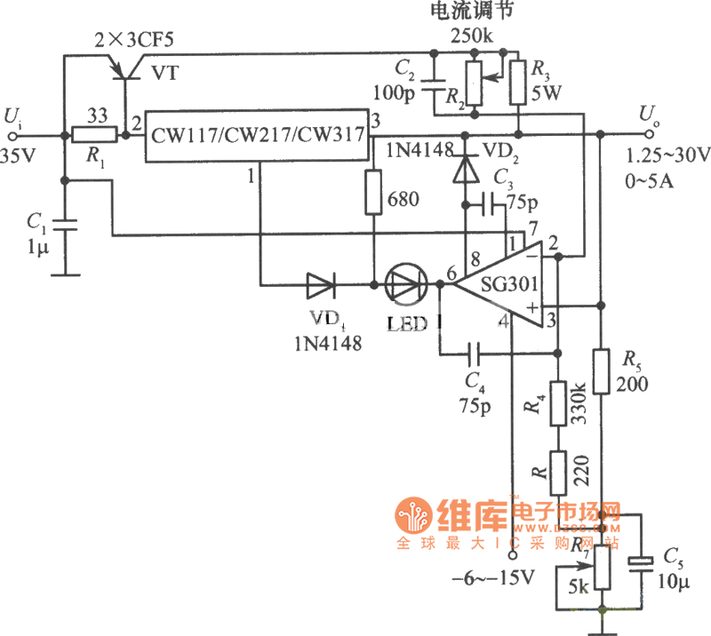 cw117组成的恒压恒流电源电路图