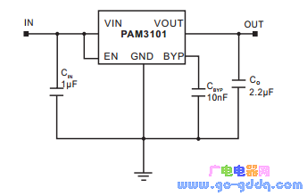 P3101J 贴片(PAM3101ECB300)典型应用电路图