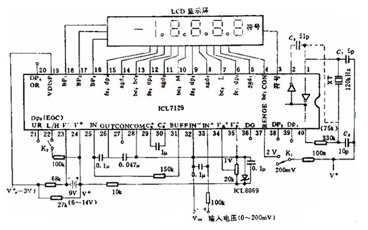 四位半数显电压表电路图检测电路