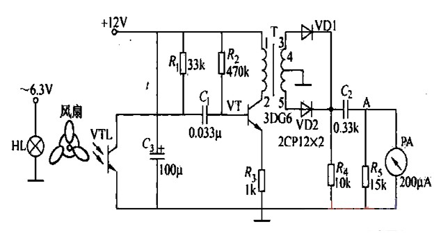 测量电风扇转速的电路图检测电路