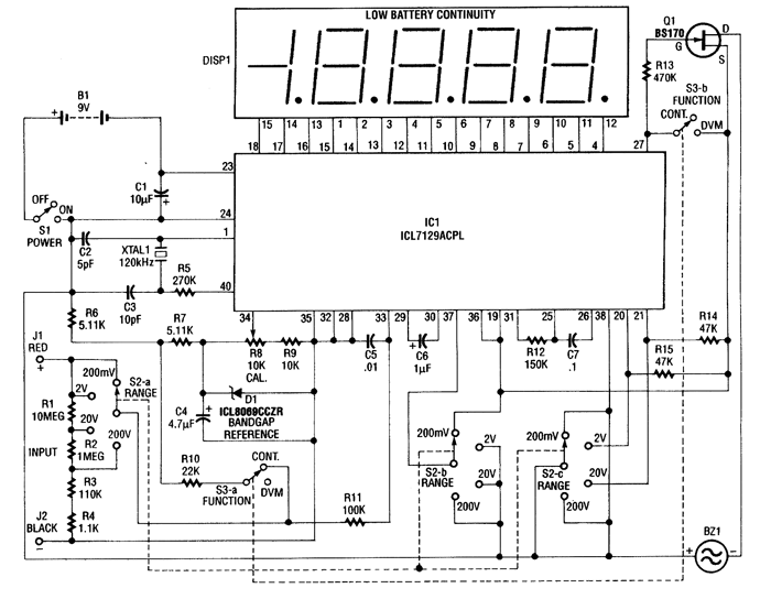 单芯片数字电压表检测电路