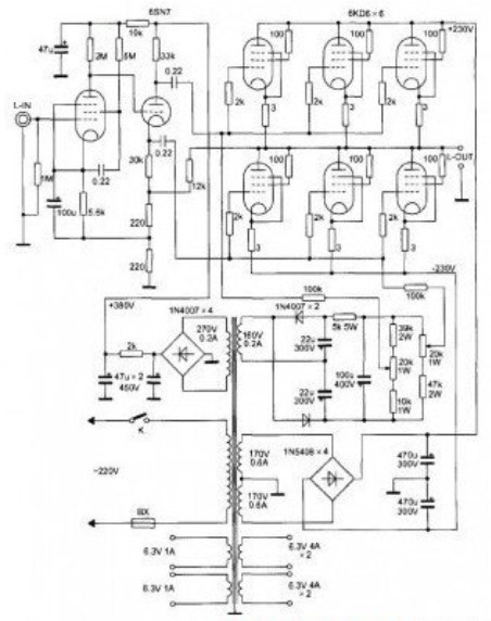 6kd6的otl功放电路