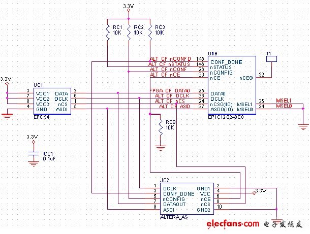 AS下載和調試接口電路（Altera FPGA開發板）