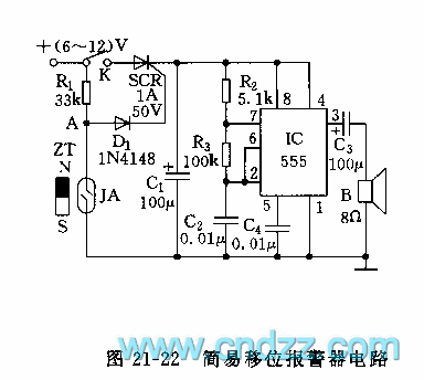 555简易移位报警器电路