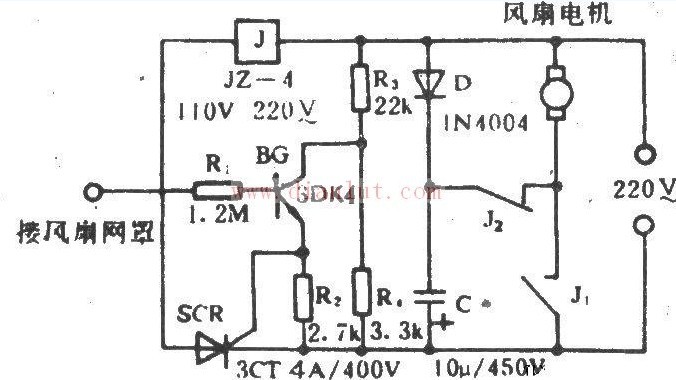 电风扇自停装置电路图