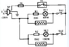 格力ndy2000w11充油式电暖器电路设计