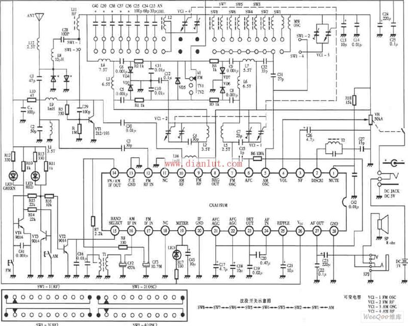 基于cxa1191集成电路制作德生牌收音机电路