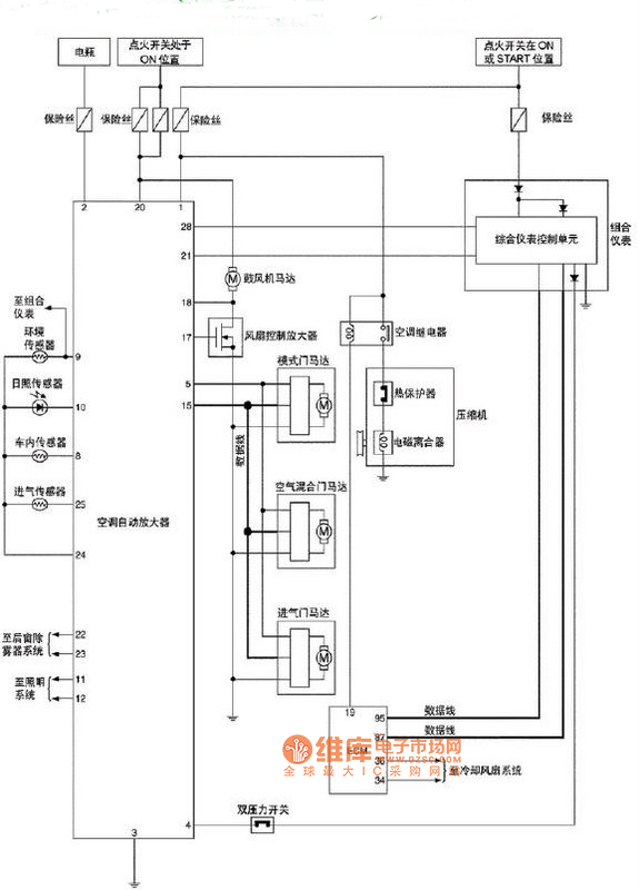 东风日产t30空调系统柴油发动机车型电路图