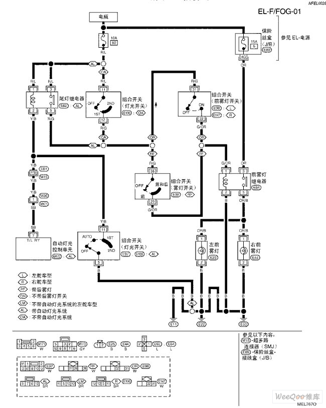 天籁a33el前雾灯电路图