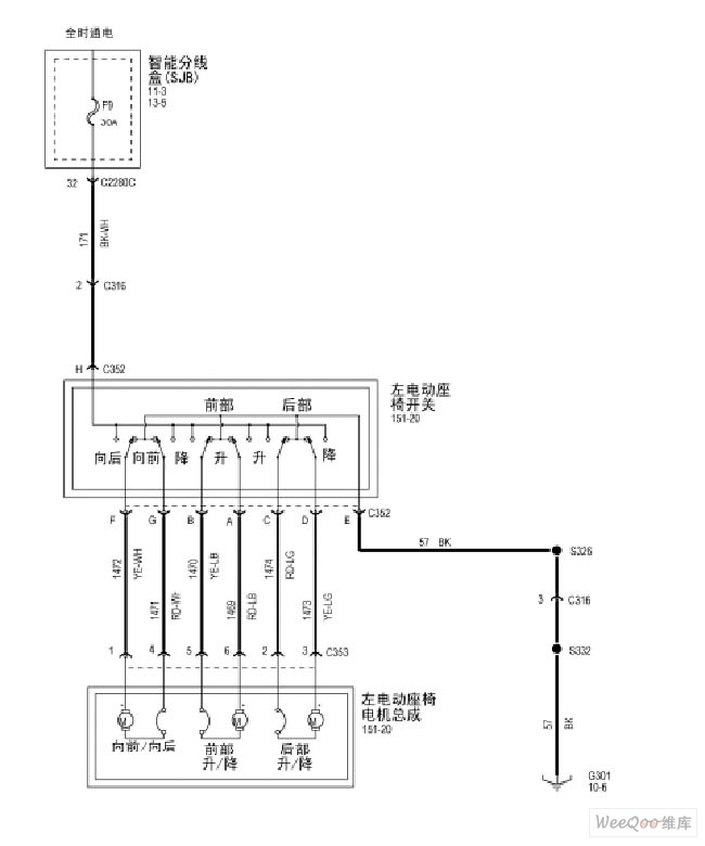 翼虎2005电动座椅电路图