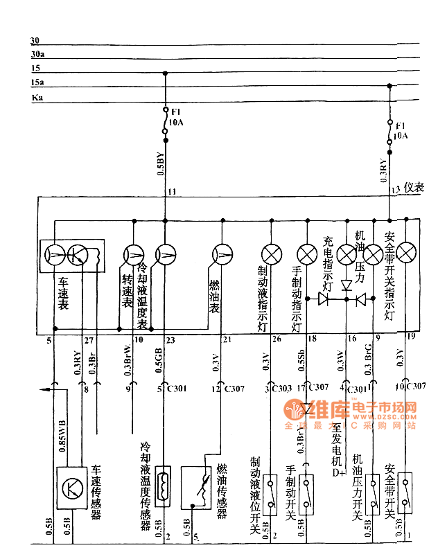 奇瑞qq仪表电路图