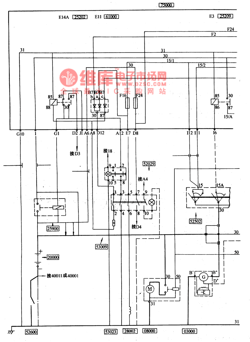 南京依维柯轻型汽车电源,启动电路图