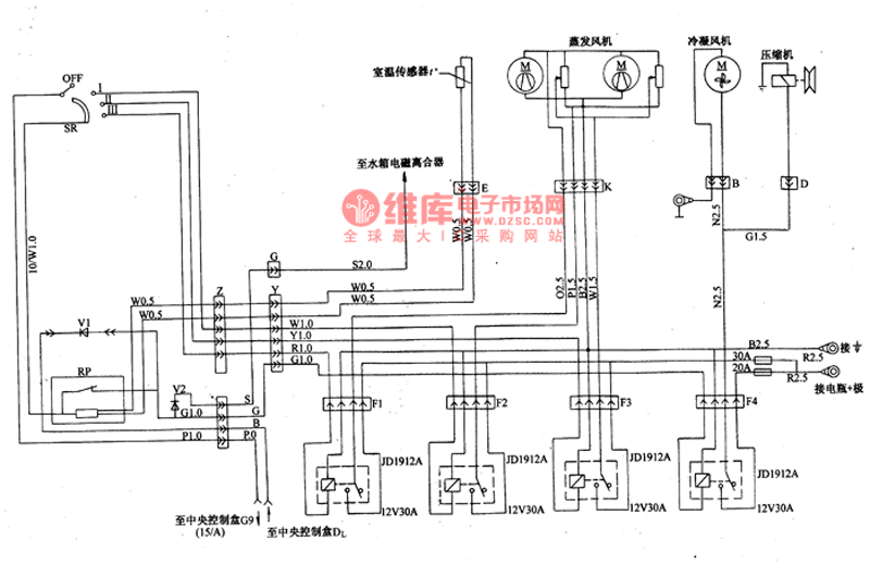 南京依维柯3510轻型车中南公司产空调系统电路图