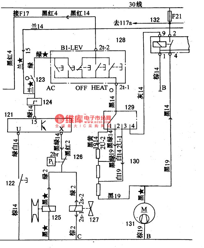 桑塔纳2000空调系统电路图见图12