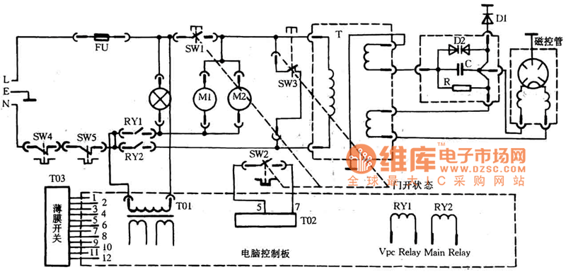 格兰仕wp750a微波炉电路图