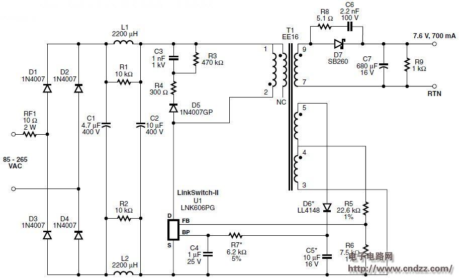 高效率5.3w隔离式led驱动器的电路设计