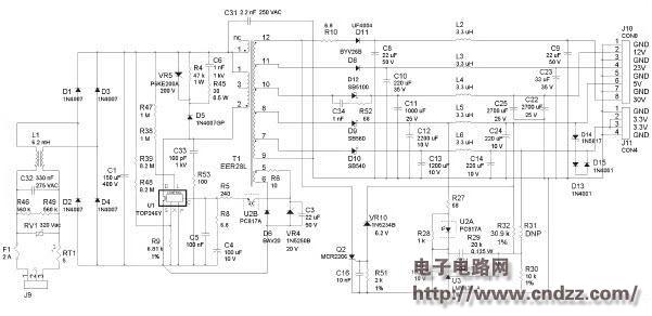 采用top246y设计的41w53w峰值电源适配器附电路图物料清单规格文件