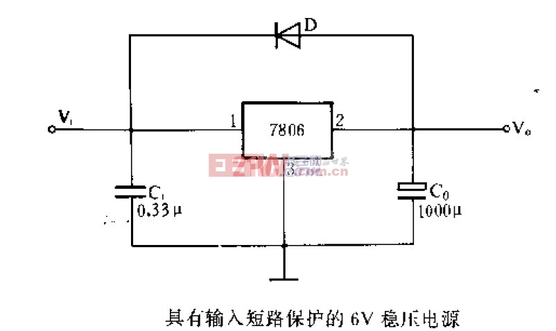 具有输入短路保护的6v稳压电源