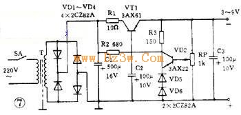 分立器件组成的39v可调稳压电源电路图