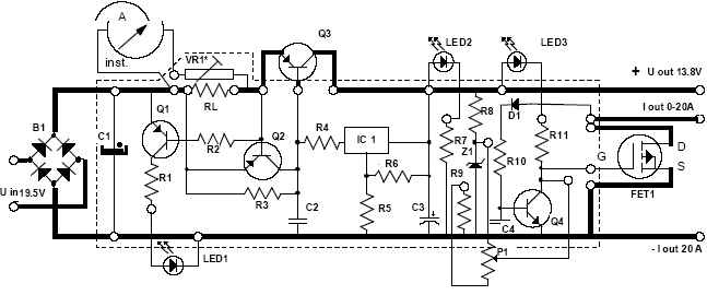 13.8v 20a稳压电源电路-7812扩流电源