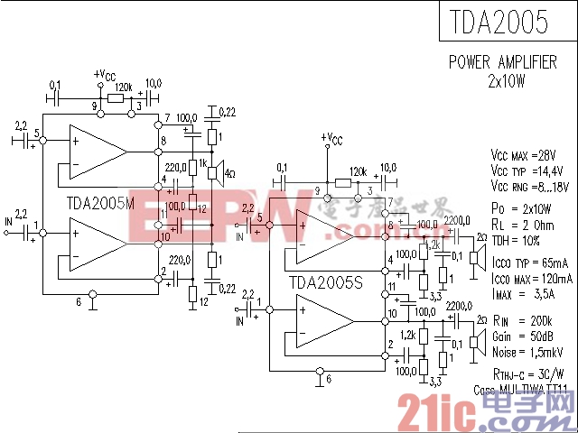 tda2005功率放大器电路图