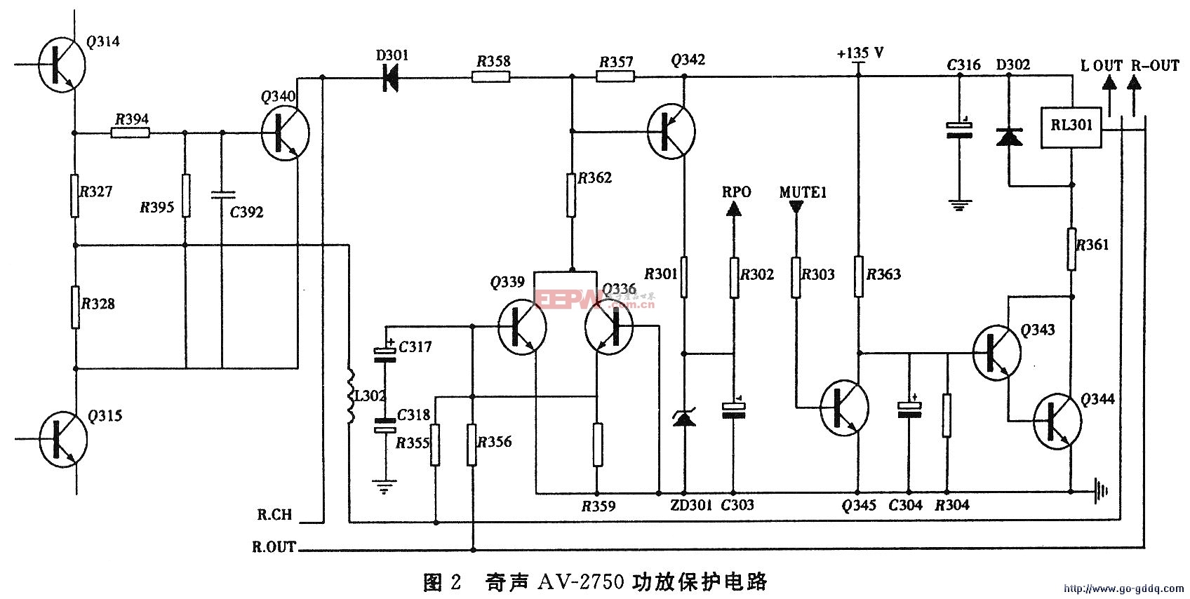 奇声av-2750功放保护电路详解