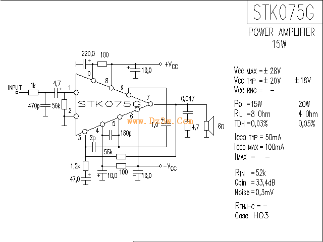 stk075g 15w功放电路图