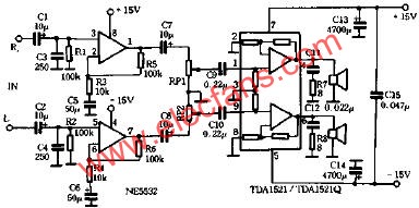 ne5532和tda1521组成的双声道高保真汽车功放电路