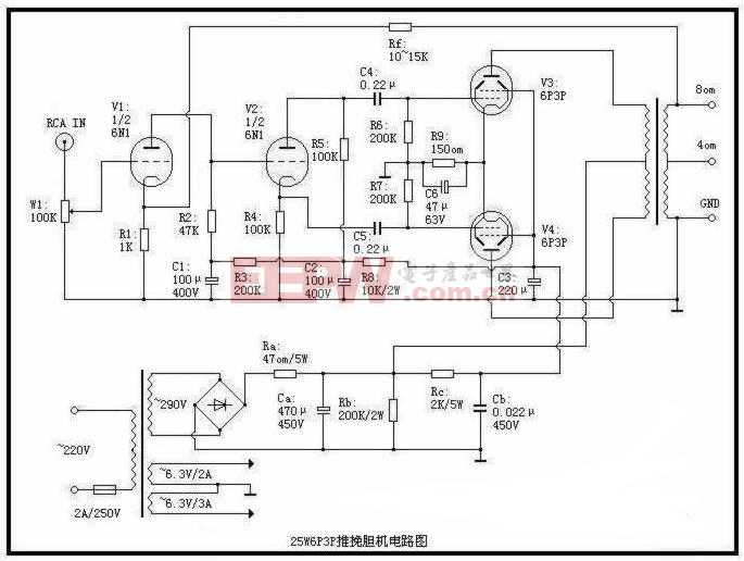 技术资料 电路图 音频电路 6p3p 推挽胆机制作