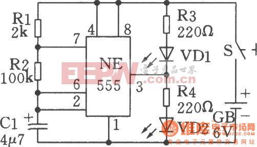 如图是以555电路为核心的闪光电路,其正常工作时,发光