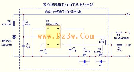 手机锂电池内保护电路图