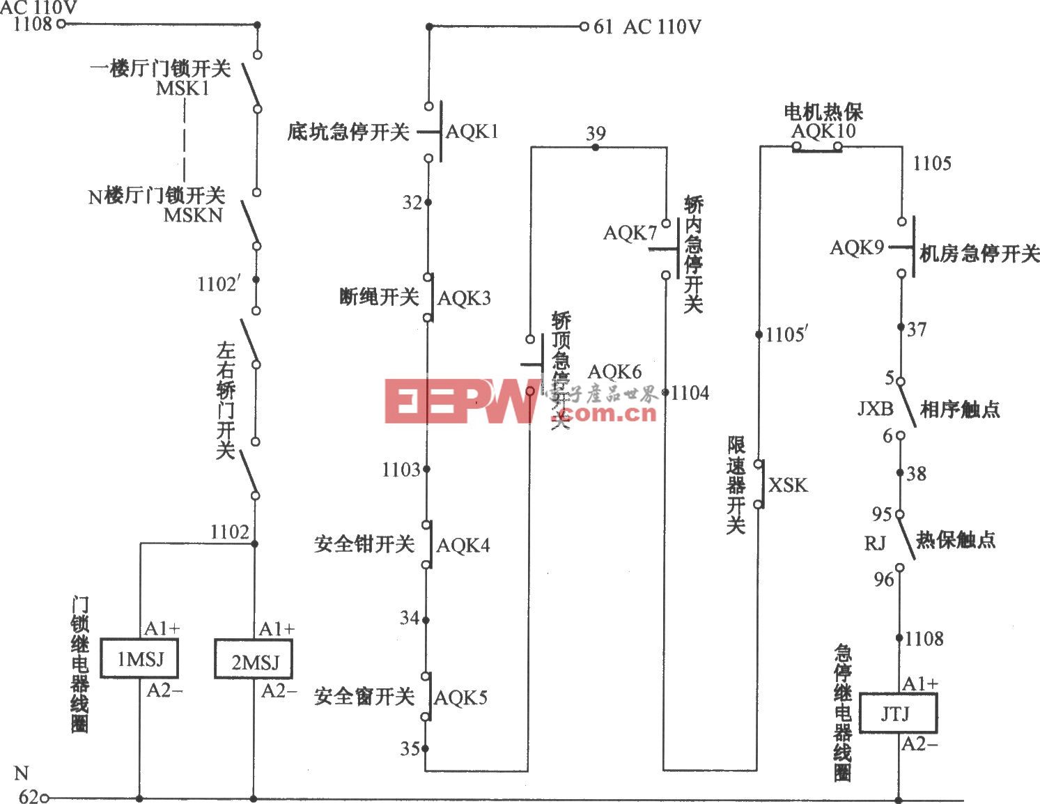 北京图捷电梯安全回路电路