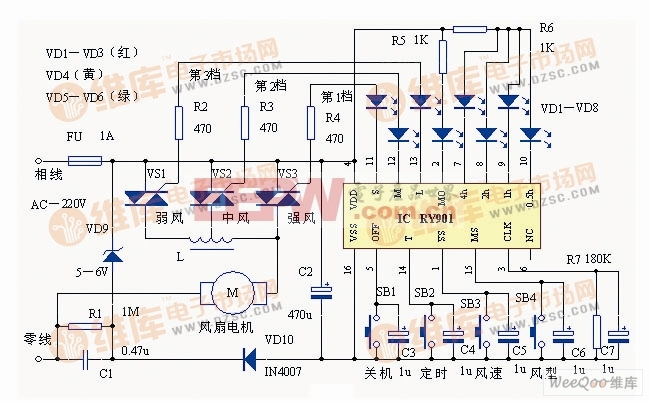 基于ry901的用于普通风扇电路的电脑控制电路