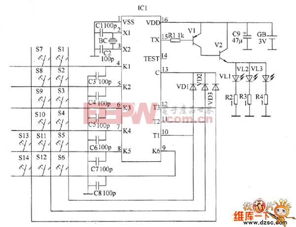 遥控电动葫芦控制电路电路图二