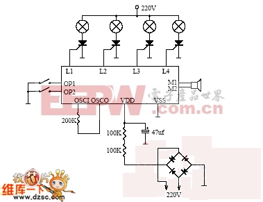 mos-8802p两键彩灯电路图