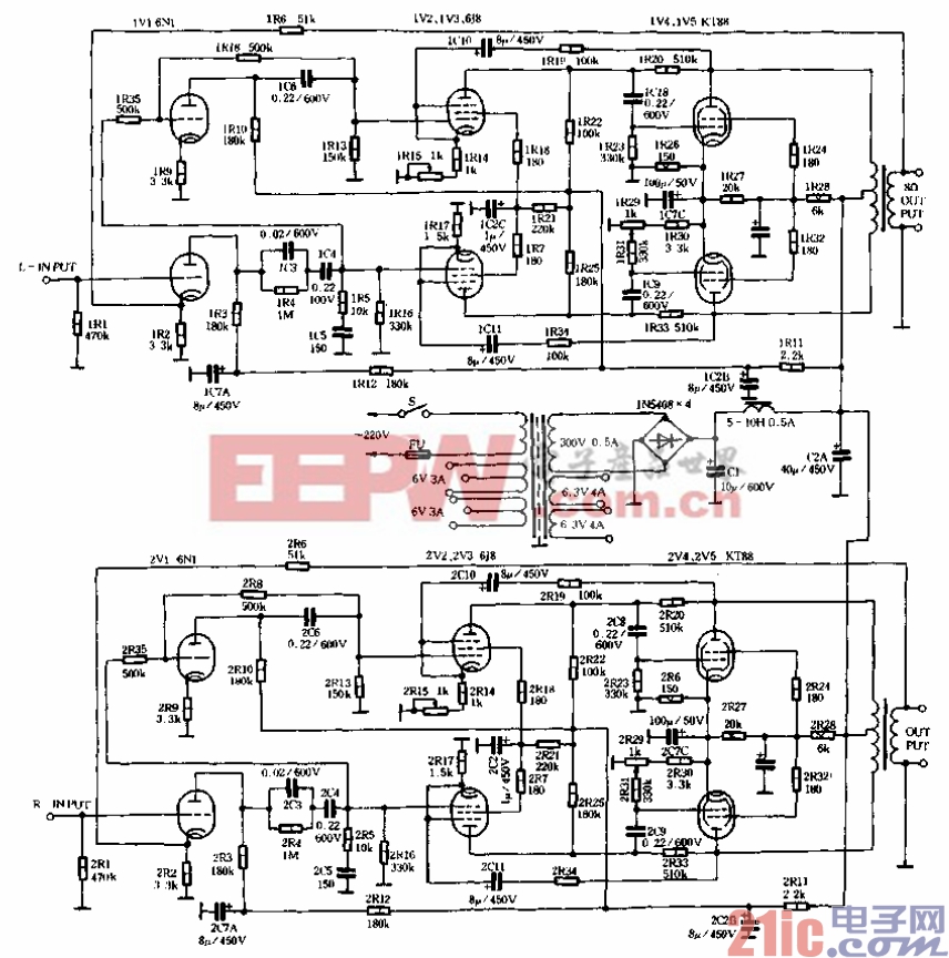 60wx2线性标准式电子管扩音机