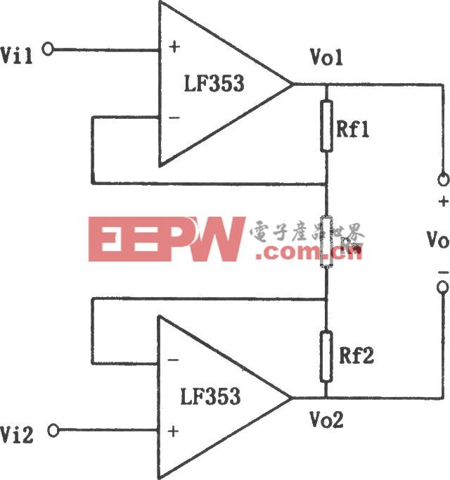 lf353构成的同相并联减法电路