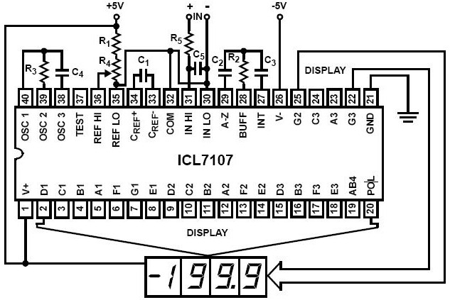 icl7107引脚图及引脚功能介绍