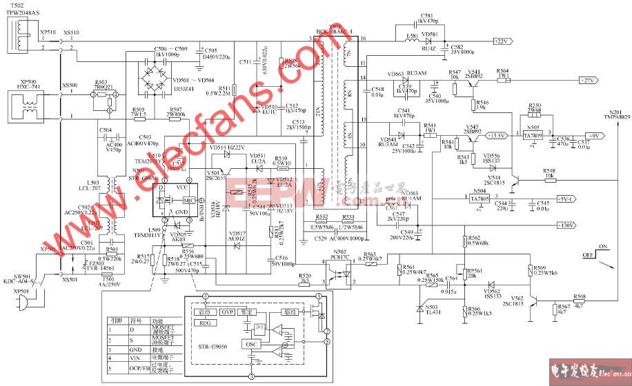 海尔25f9k-t(8829 8859b机心)彩电开关电源电路