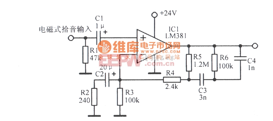 低噪声音频前置放大电路图